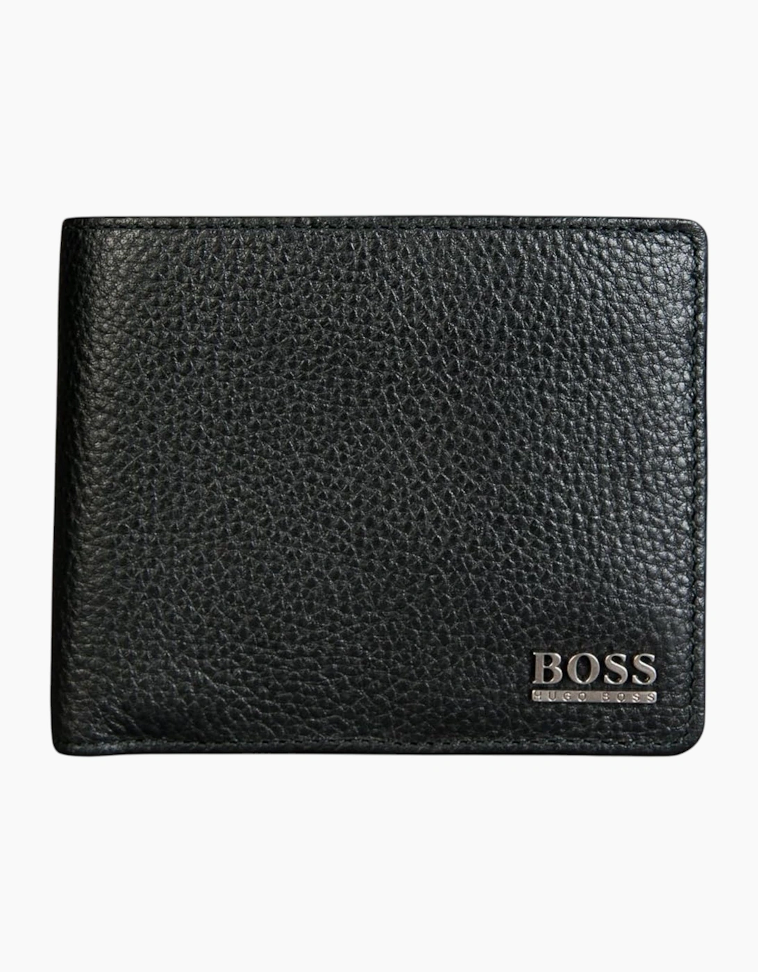 Hugo Boss Mens Genuine Leather Wallet Moneme Bifold Credit Card Holder Black
