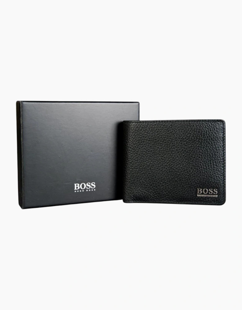 Hugo Boss Mens Genuine Leather Wallet Moneme Bifold Credit Card Holder Black