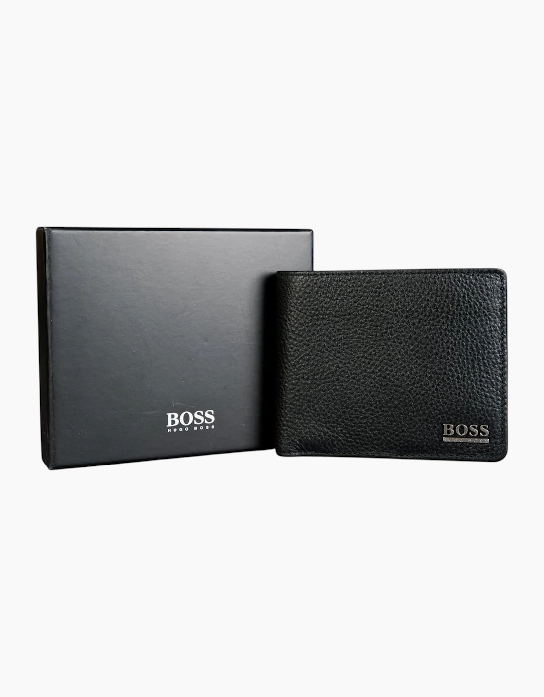 Hugo Boss Mens Genuine Leather Wallet Moneme Bifold Credit Card Holder Black