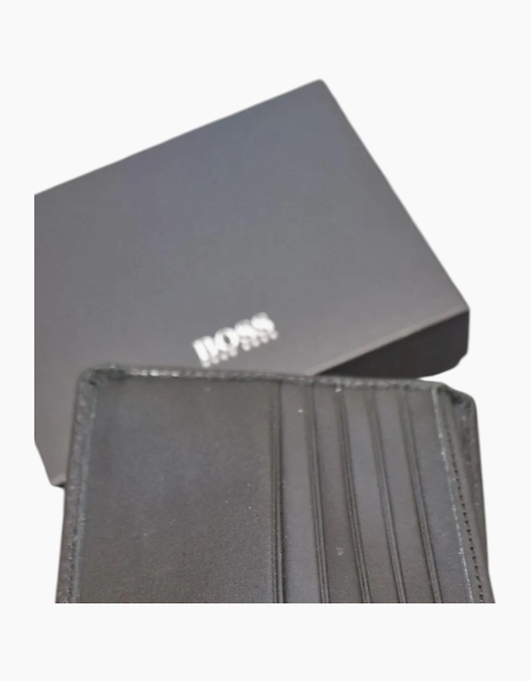 Hugo Boss Mens Genuine Leather Wallet Moneme Bifold Credit Card Holder Black