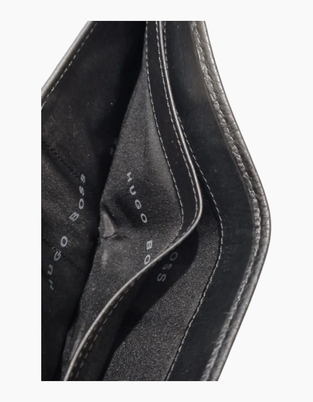 Hugo Boss Mens Genuine Leather Wallet Moneme Bifold Credit Card Holder Black