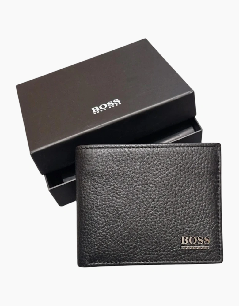 Hugo Boss Mens Genuine Leather Wallet Moneme Bifold Credit Card Holder Black