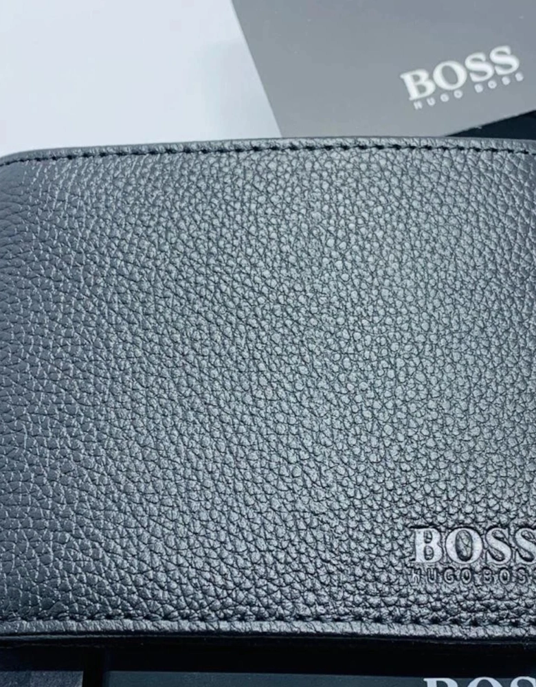 Hugo Boss Mens Genuine Leather Wallet Traveller Bifold Credit Card Holder Black