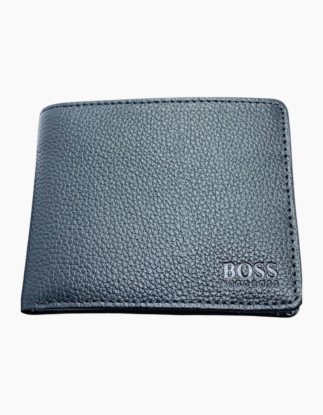 Hugo Boss Mens Genuine Leather Wallet Traveller Bifold Credit Card Holder Black
