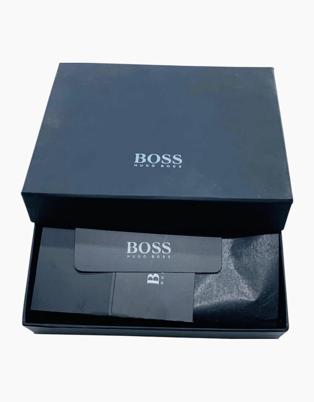 Hugo Boss Mens Genuine Leather Wallet Traveller Bifold Credit Card Holder Black