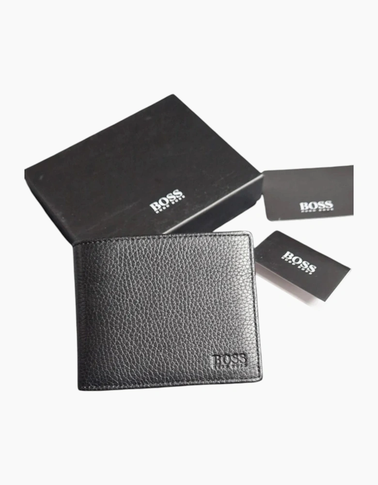 Hugo Boss Mens Genuine Leather Wallet Traveller Bifold Credit Card Holder Black