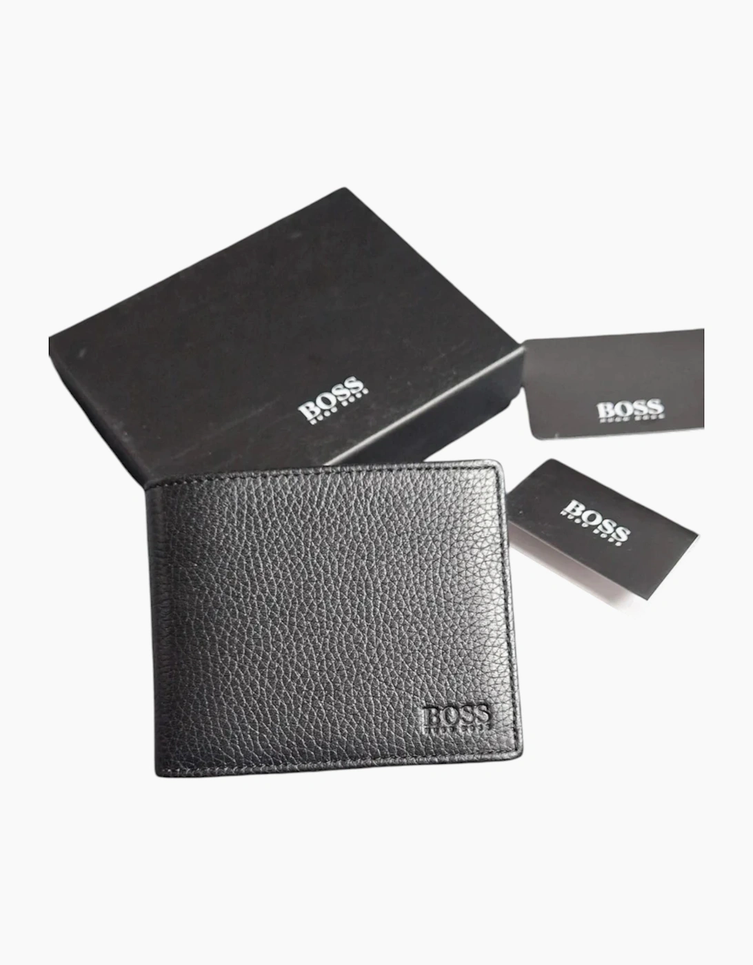 Hugo Boss Mens Genuine Leather Wallet Traveller Bifold Credit Card Holder Black