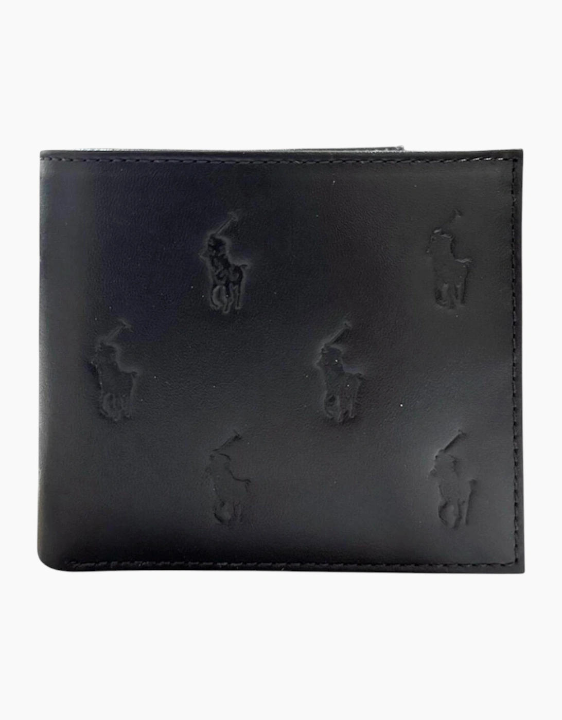 Polo Ralph Lauren Men's Ralph Lauren Mens Genuine Leather Wallet Multi Embossed Bifold Credit Card Holder Black