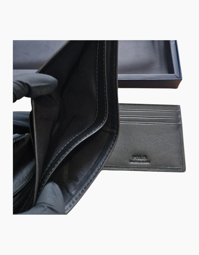 Ralph Lauren Mens Wallet Gift Set Box Leather Bifold Credit Card Holder Black