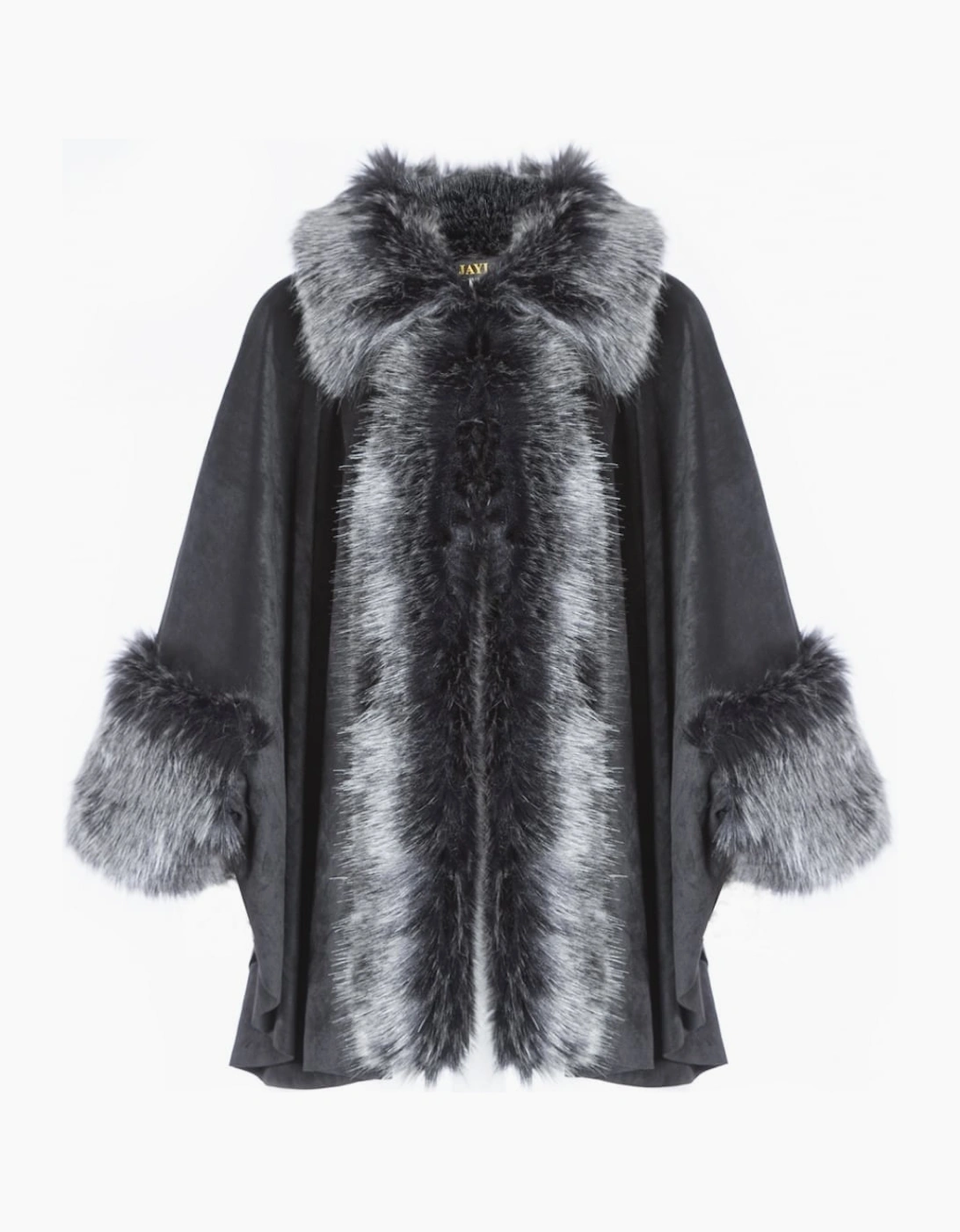 Black Faux Fur Faux Suede Cape