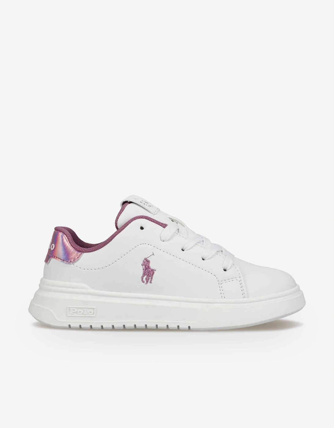 Ralph Lauren Girls Heritage Court Super Trainers in White, 7 of 6