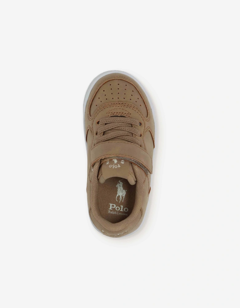 Ralph Lauren Boys Masters Court PS Trainers in Beige