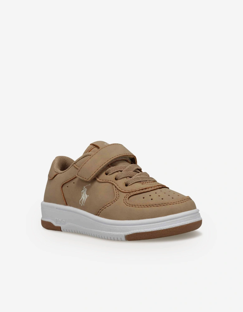 Ralph Lauren Boys Masters Court PS Trainers in Beige