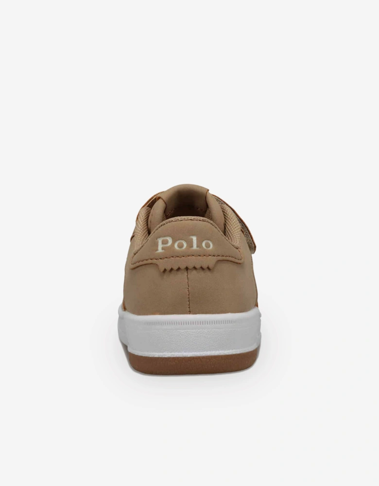 Ralph Lauren Boys Masters Court PS Trainers in Beige