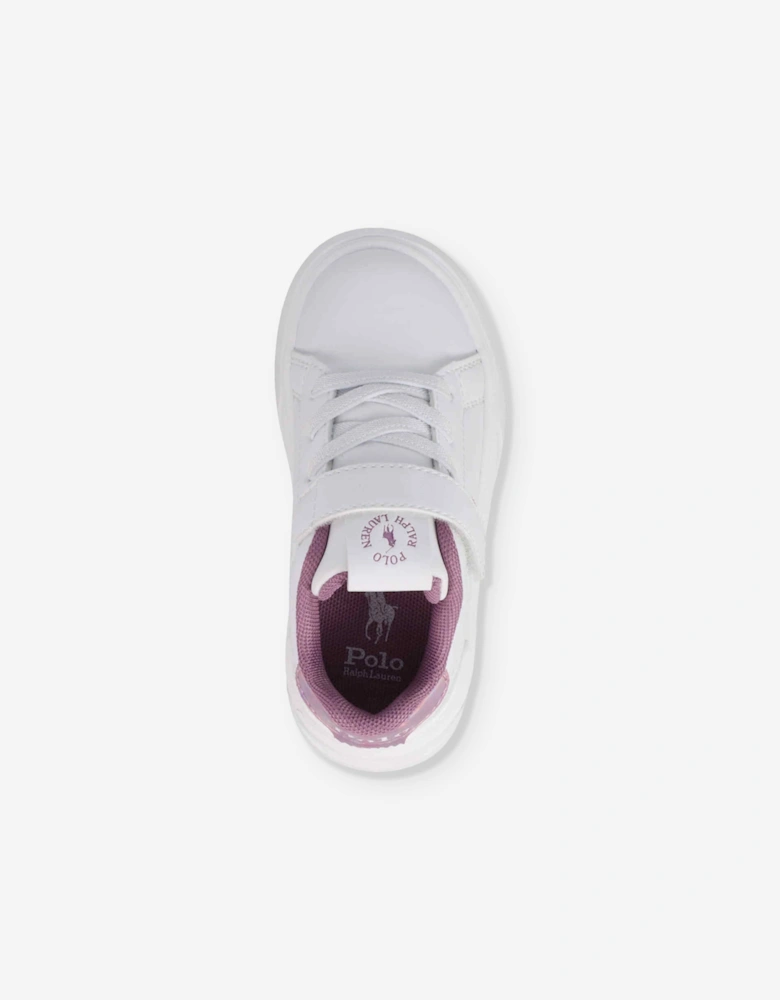 Ralph Lauren Girls HeritageCourt Super PS Trainers in White