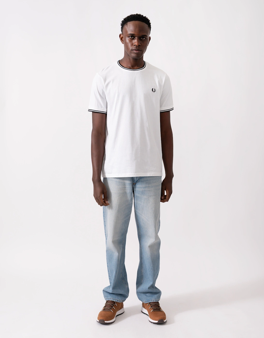Fred Perry Mens Twin Tipped T-Shirt - White 100