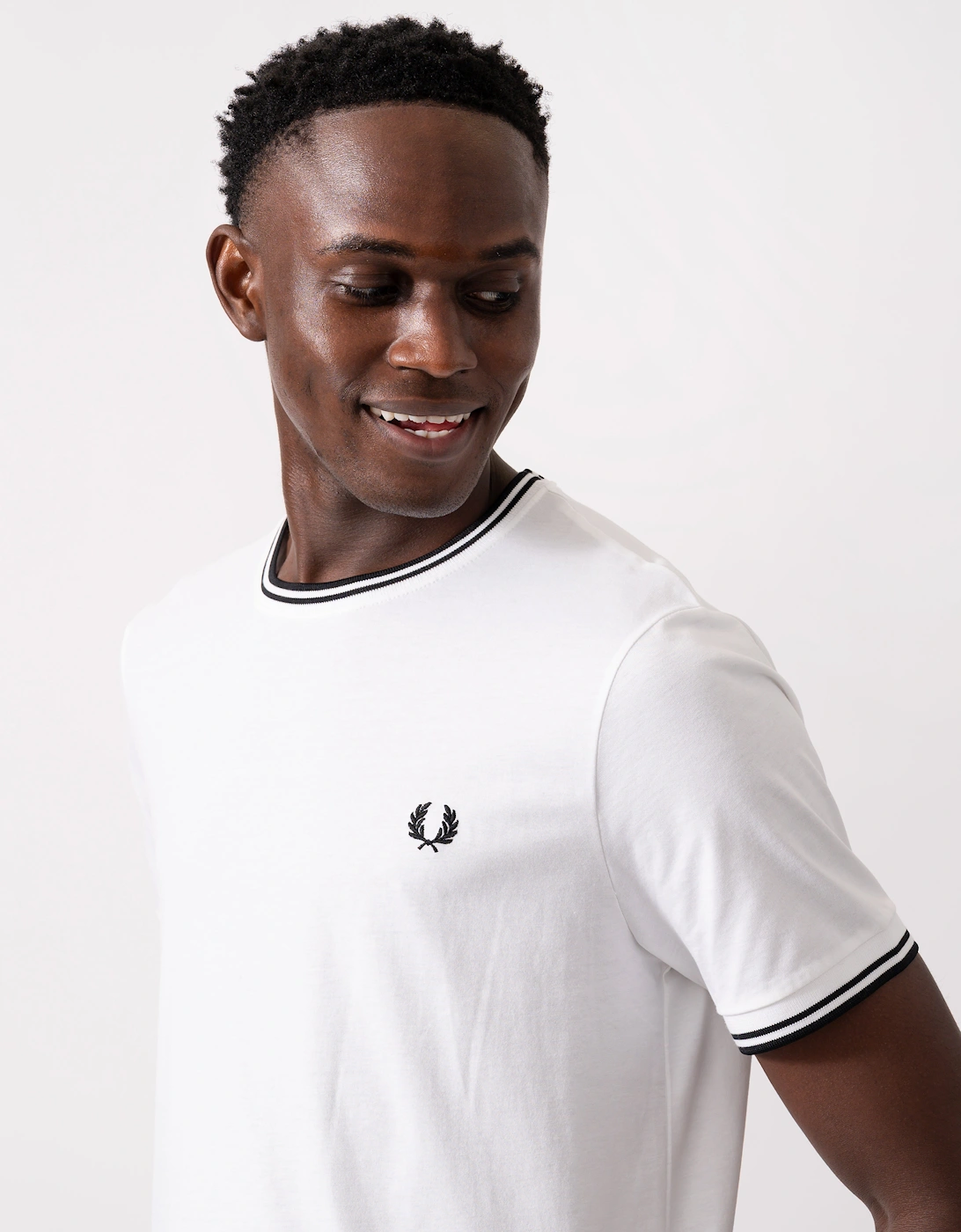 Fred Perry Mens Twin Tipped T-Shirt - White 100