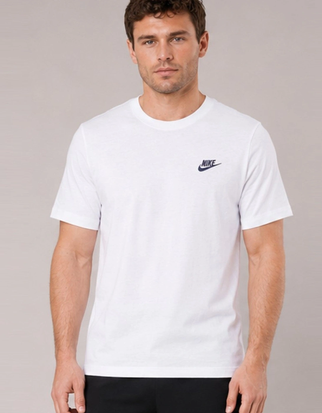 Nike Mens Embroidered Logo Swoosh T Shirt in White