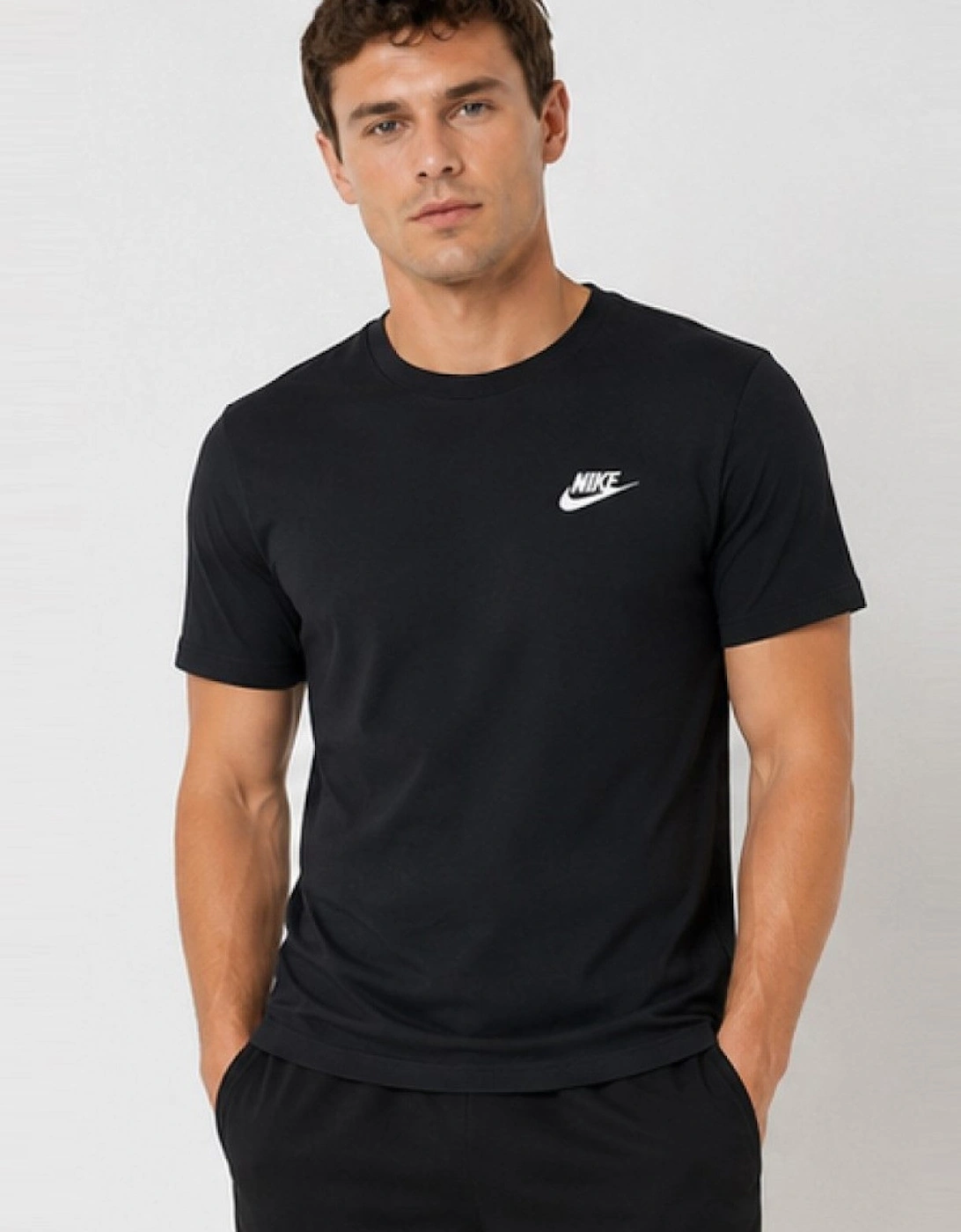 Nike Mens Embroidered Logo Swoosh T Shirt in Black