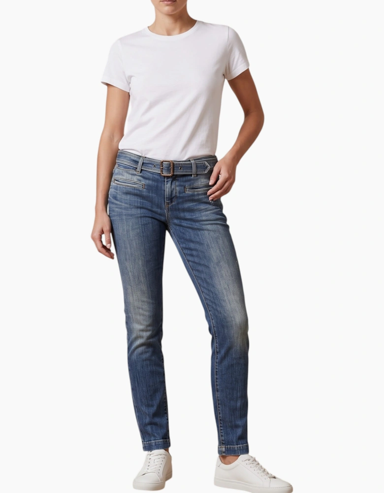 ARMANI JEANS TGJ54 Womens Jeans Denim Pants Slim Fit Tapered Leg Cotton Blue