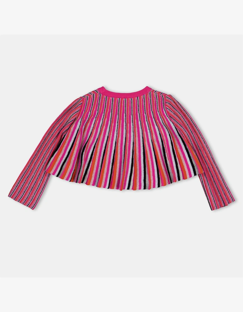 Kids Striped Intarsia Knitted Cropped Hoodie