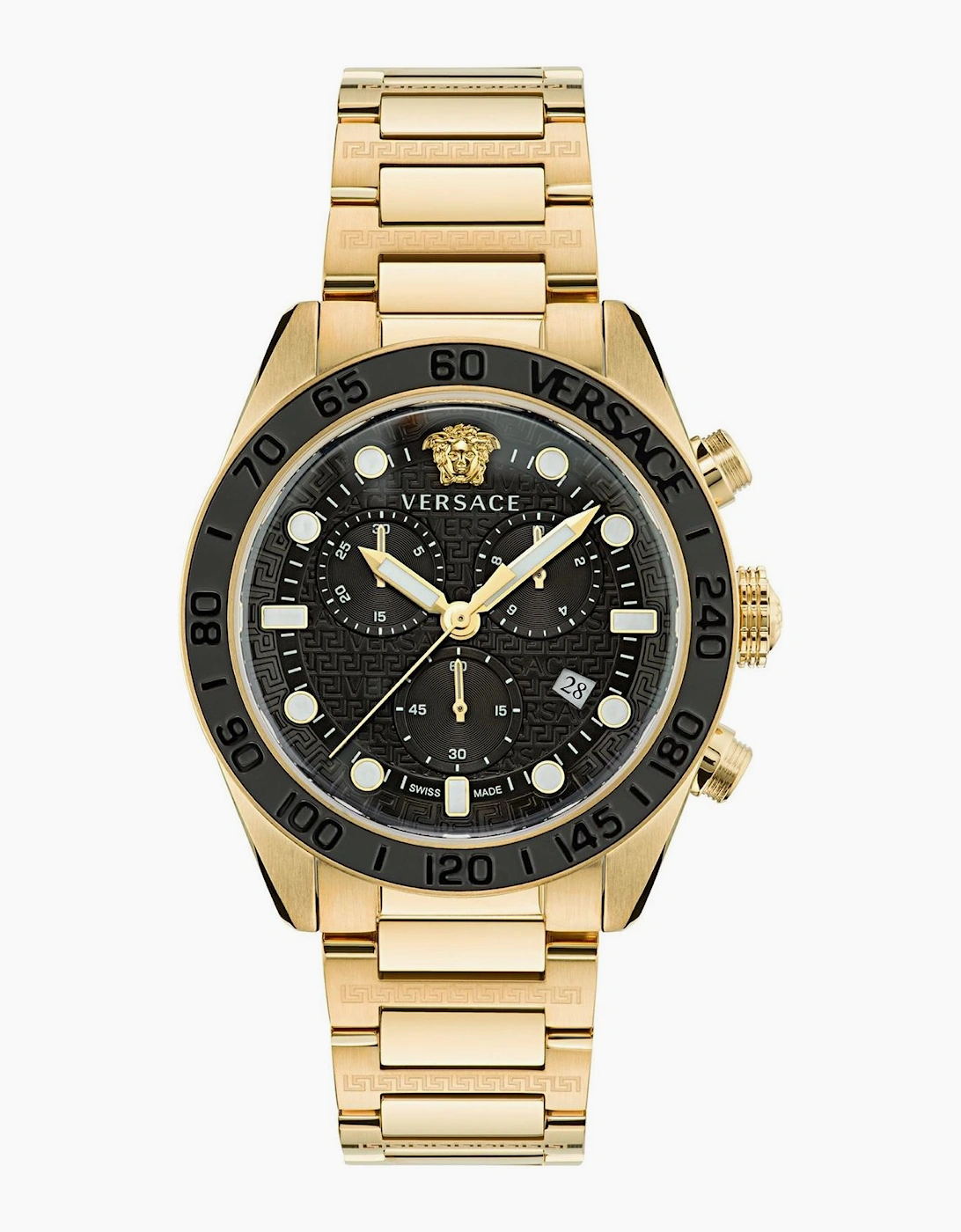 Versace Men's Gold Greca Dome Quartz Analogue Watch - Size One Size