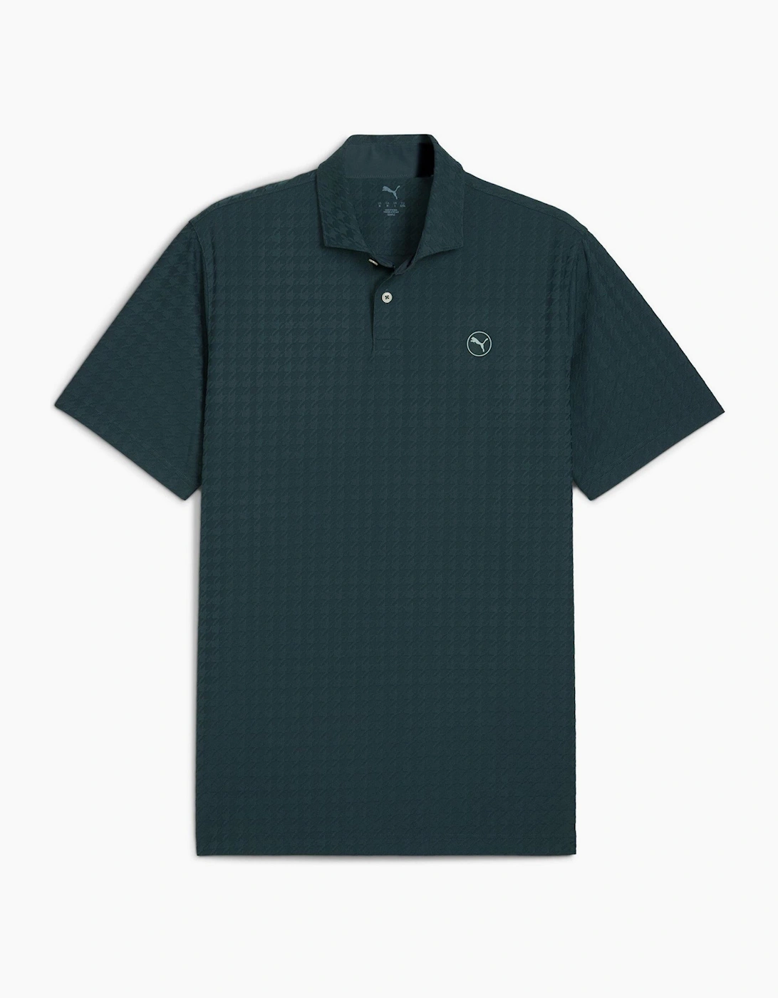 Puma Men's Black Mattr Houndstooth Short Sleeve Performance Polo Shirt - Size Xl