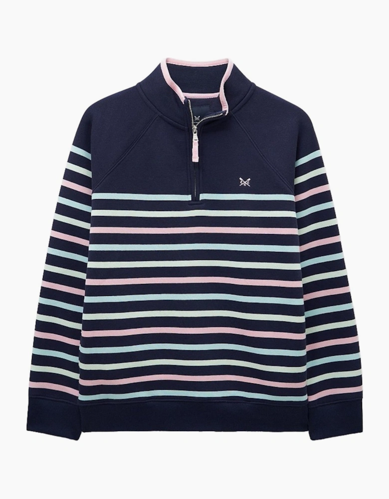 Crew Clothing Womens Half Zip Striped Sweatshirt