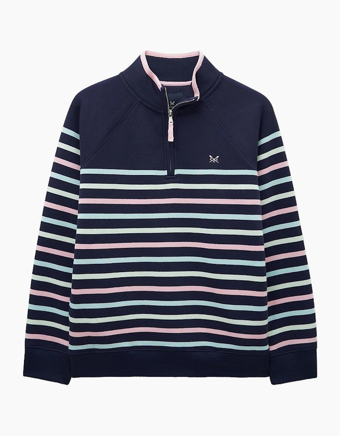 Crew Clothing Womens Half Zip Striped Sweatshirt