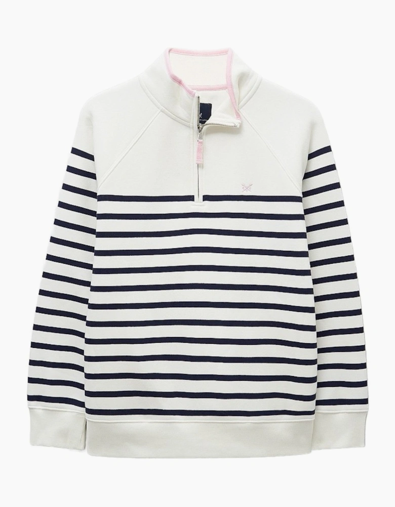 Crew Clothing Womens Half Zip Striped Sweatshirt