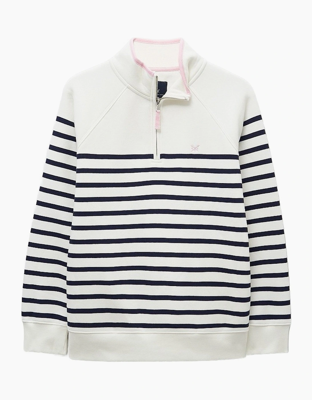 Crew Clothing Womens Half Zip Striped Sweatshirt