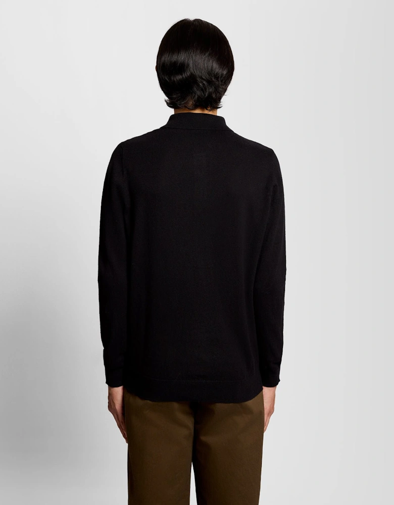 Merino Blend Long Sleeve Polo Shirt