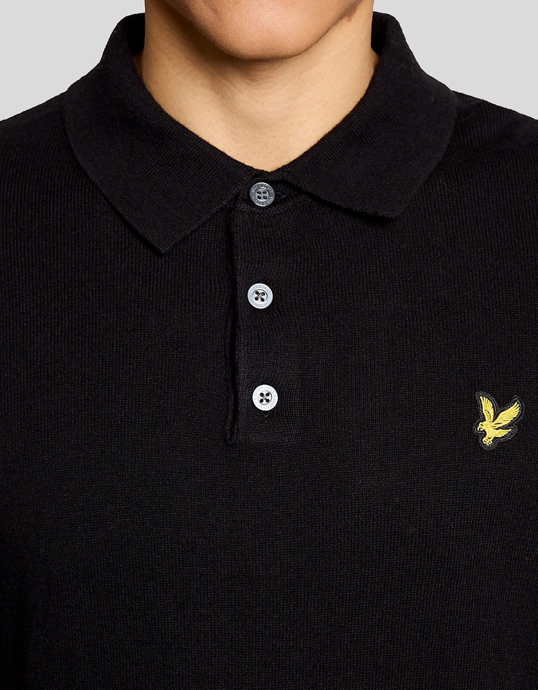 Merino Blend Long Sleeve Polo Shirt