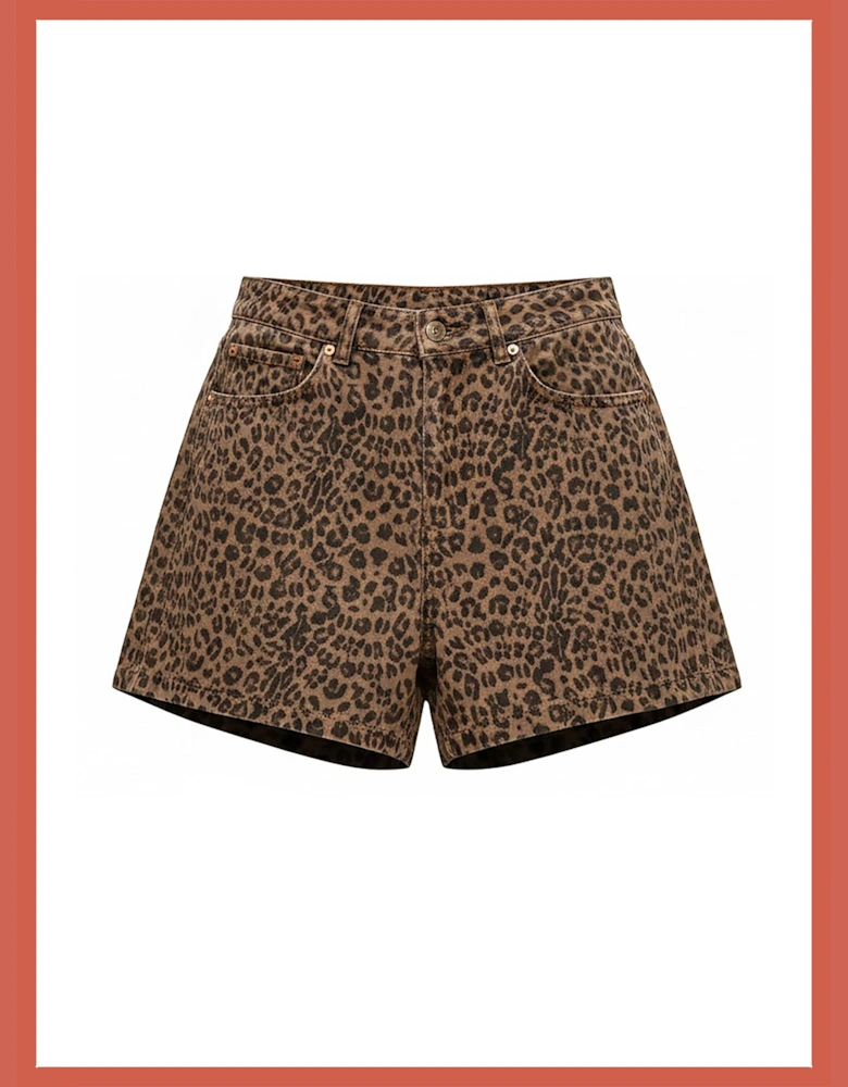Ditta Chocolate Leopard Cotton Shorts