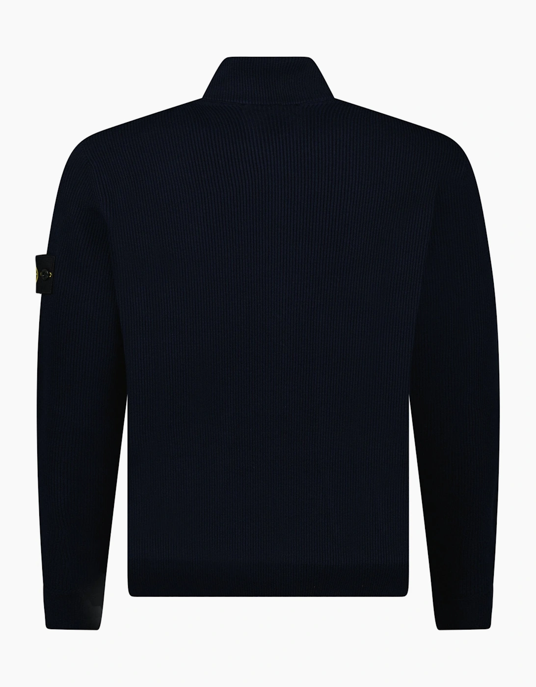 Stone Island Ribbed Soft Organic Cotton Zip-Up Jumper in Navy