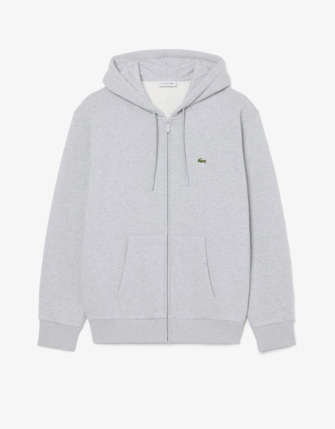 Lacoste Fleece Full-Zip Mens Classic Fit Hoodie - Silver Chine CCA