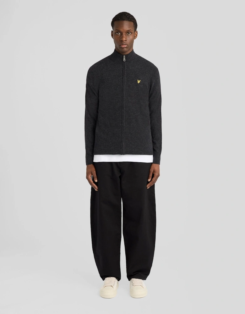 Lambswool Blend Zip Cardigan