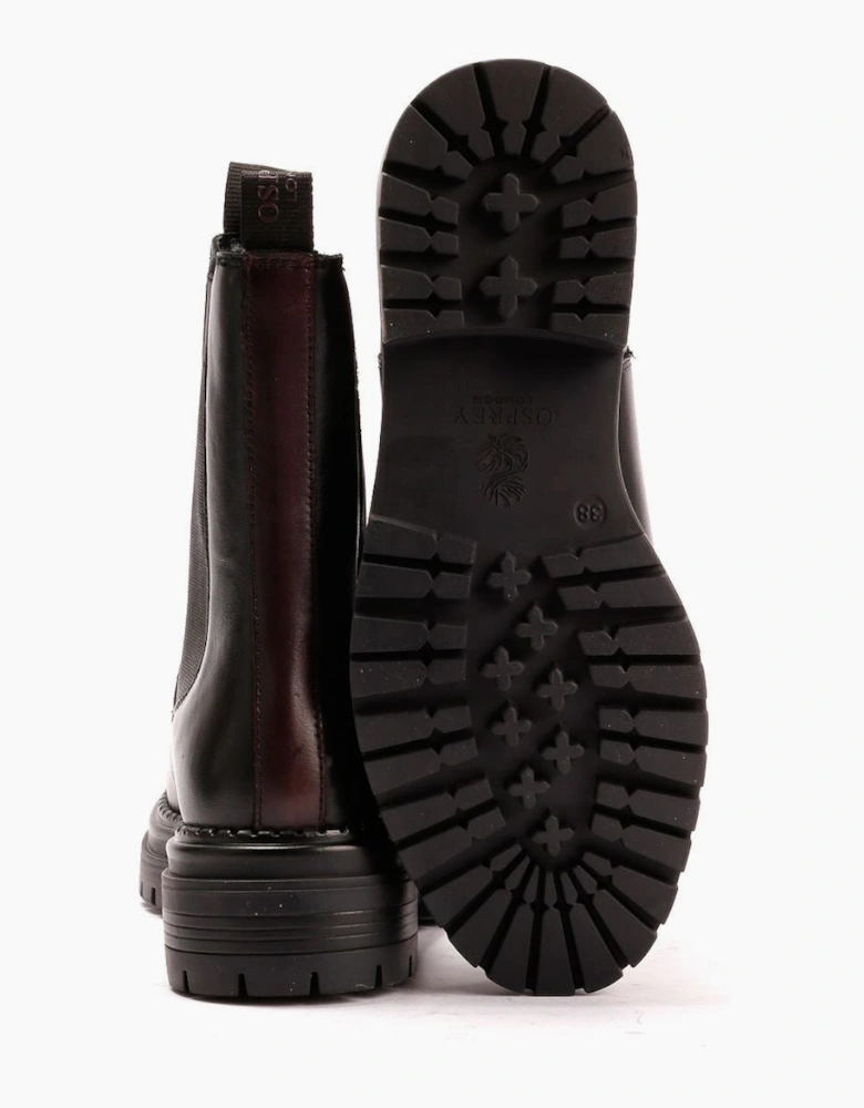 Osprey London The Hampton Chelsea Leather Women's Black/Merlot Boots