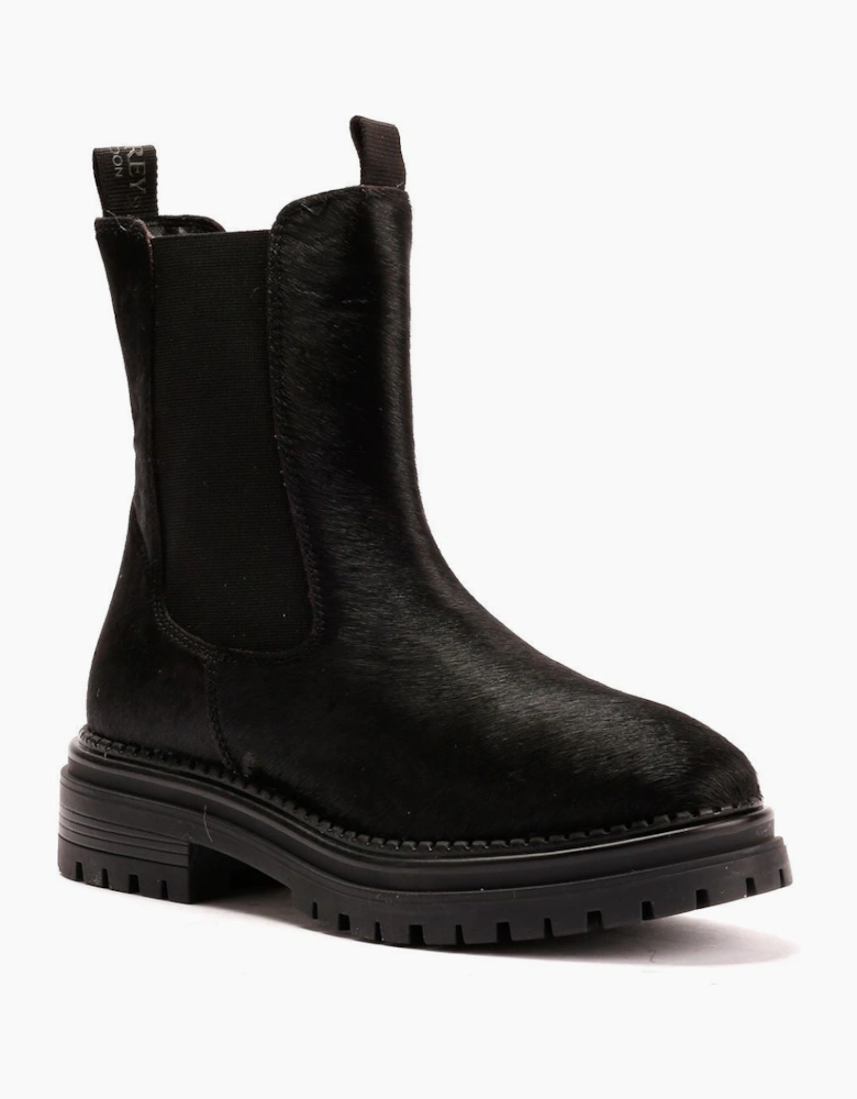 Osprey London The Hampton Chelsea Leather/Pony Hair Women's Black/Olive Boots