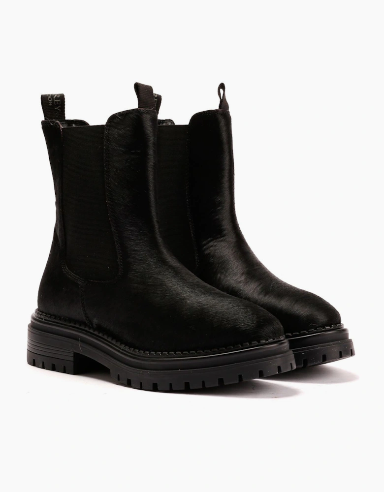 Osprey London The Hampton Chelsea Leather/Pony Hair Women's Black/Olive Boots