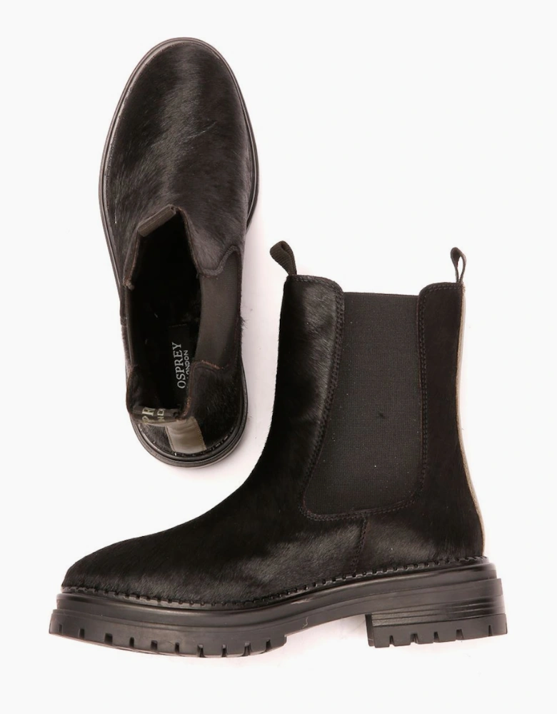 Osprey London The Hampton Chelsea Leather/Pony Hair Women's Black/Olive Boots