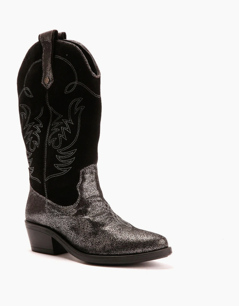 Osprey London The Louisiana Leather Women's Black/Gunmetal Boots
