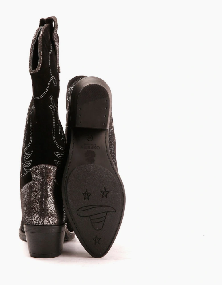 Osprey London The Louisiana Leather Women's Black/Gunmetal Boots