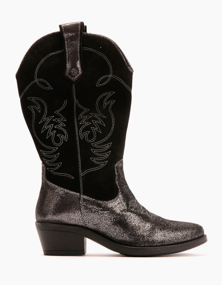 Osprey London The Louisiana Leather Women's Black/Gunmetal Boots