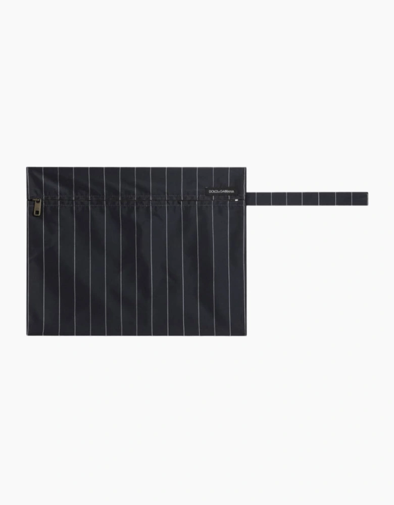 Dolce & Gabbana Paparazzi Logo-Patch Pinstripe Swim Shorts