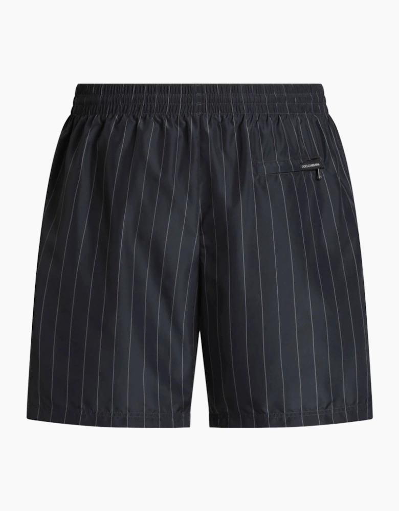 Dolce & Gabbana Paparazzi Logo-Patch Pinstripe Swim Shorts