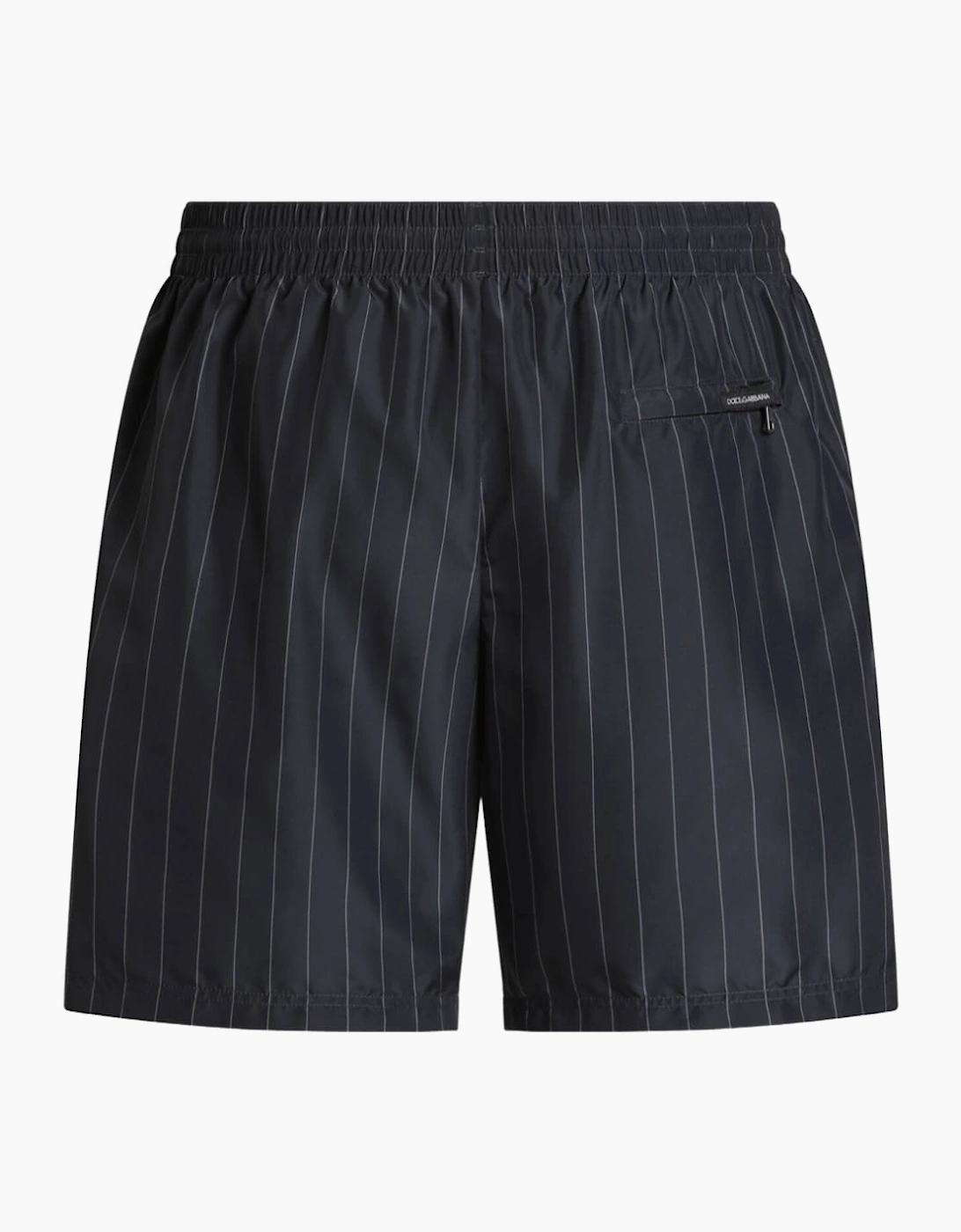 Dolce & Gabbana Paparazzi Logo-Patch Pinstripe Swim Shorts