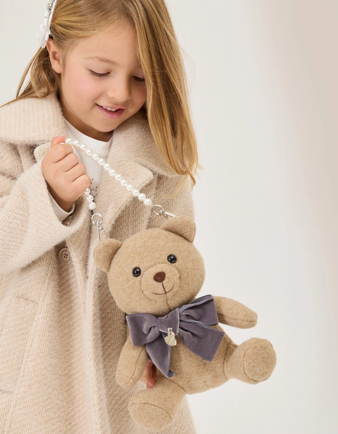 Monnalisa Girls Teddy Bear Handbag in Brown