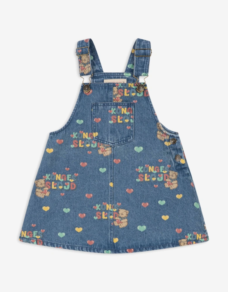 Konges Sløjd Girls Magot Denim Overall Dress in Blue