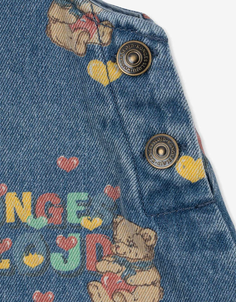 Konges Sløjd Girls Magot Denim Overall Dress in Blue